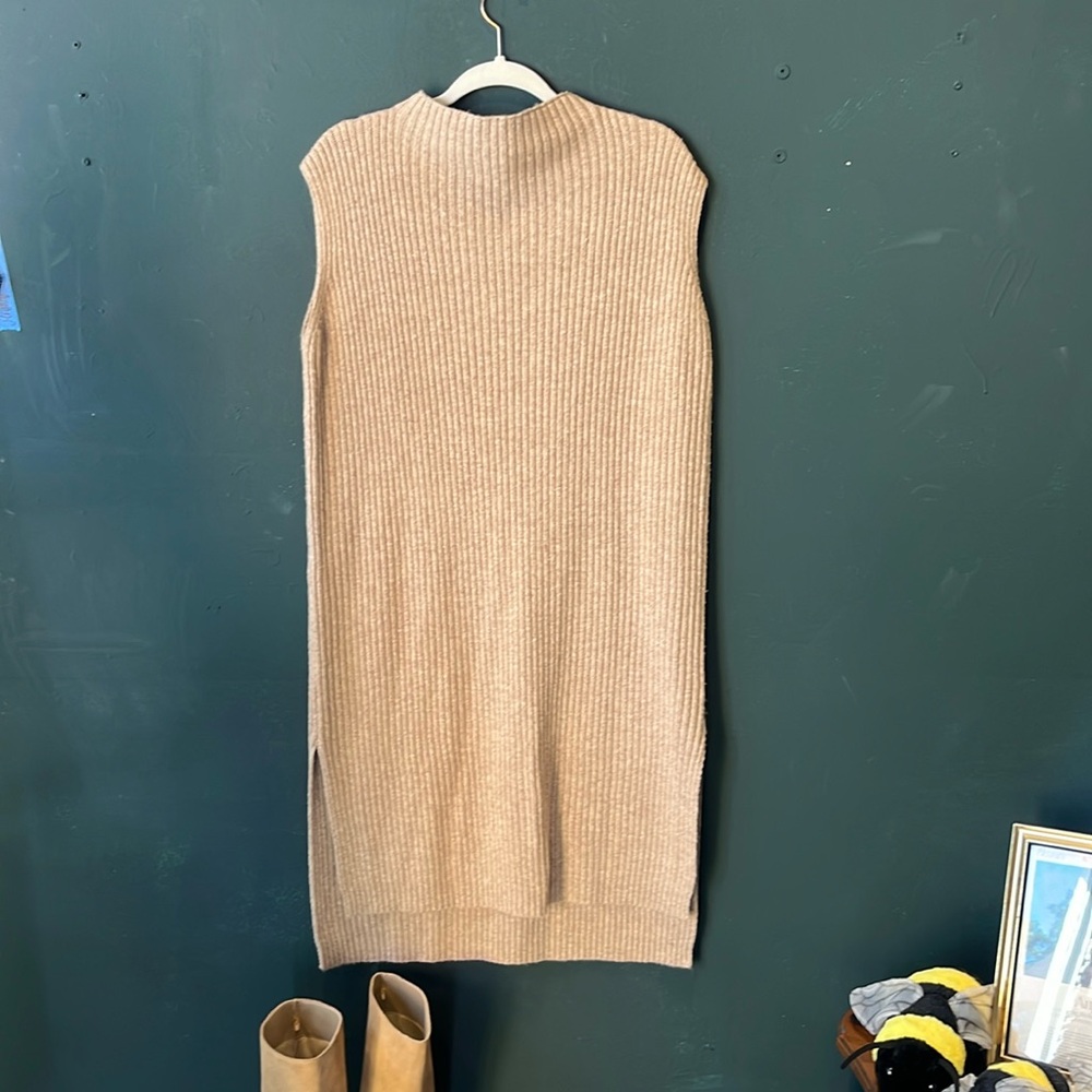 J.O.A. Los Angeles Sweater Dress small knit tan oatmeal